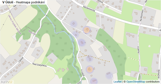 V Údolí - mapa podnikání