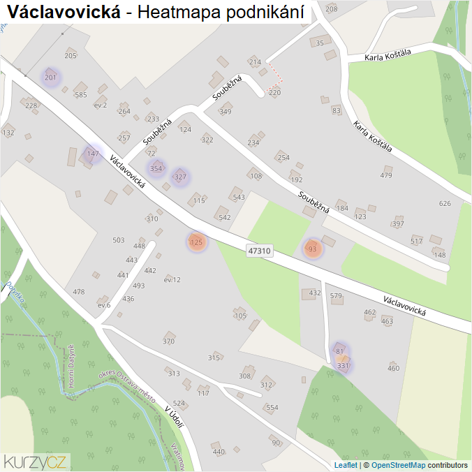 Mapa Václavovická - Firmy v ulici.