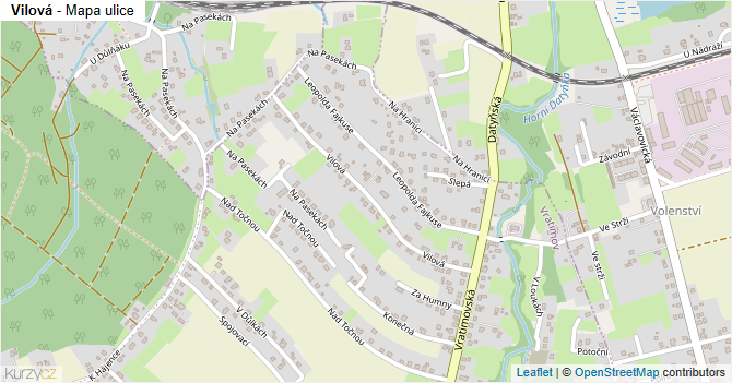 Vilová - mapa ulice