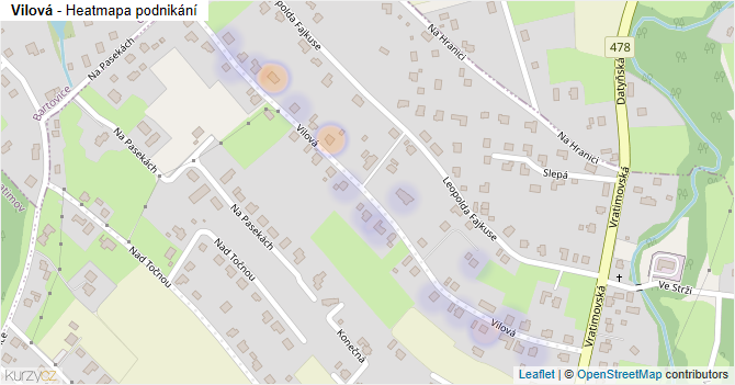 Vilová - mapa podnikání