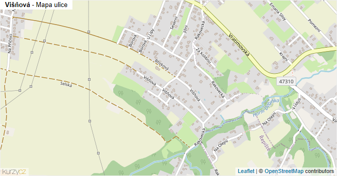 Višňová - mapa ulice