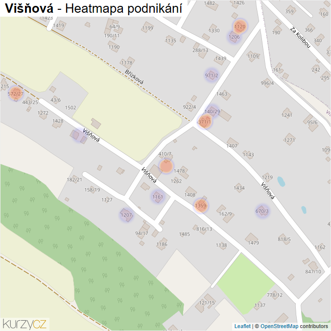 Mapa Višňová - Firmy v ulici.
