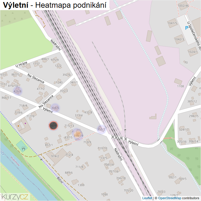 Mapa Výletní - Firmy v ulici.