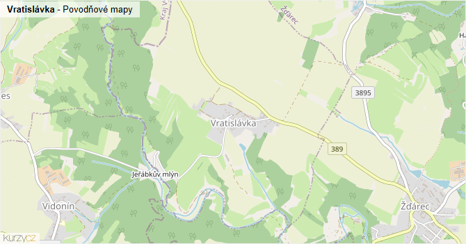 Vratislávka - záplavové mapy stoleté vody