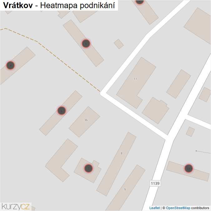 Mapa Vrátkov - Firmy v obci.