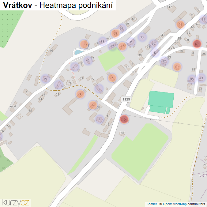 Mapa Vrátkov - Firmy v části obce.