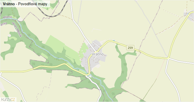Vrátno - záplavové mapy stoleté vody