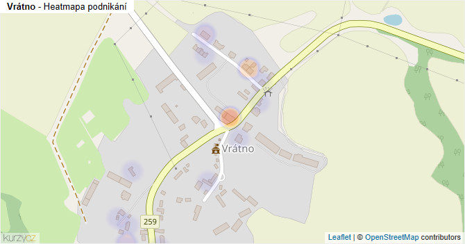 Vrátno - mapa podnikání
