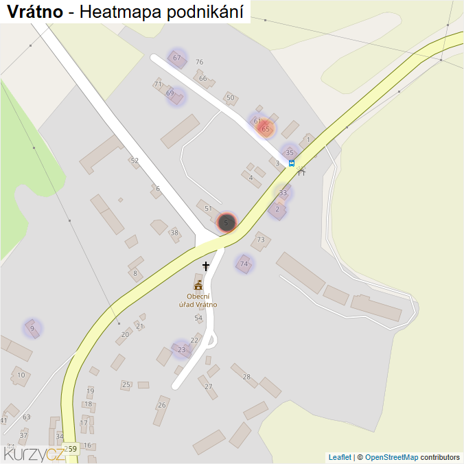 Mapa Vrátno - Firmy v části obce.