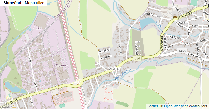 Slunečná - mapa ulice