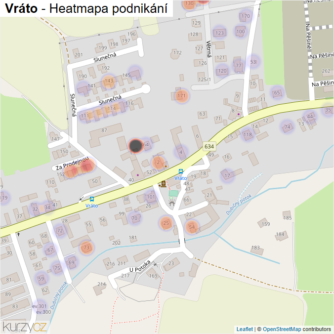 Mapa Vráto - Firmy v části obce.