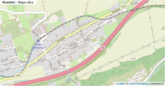 Kostelní - mapa ulice