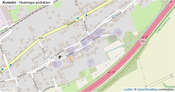 Kostelní - mapa podnikání