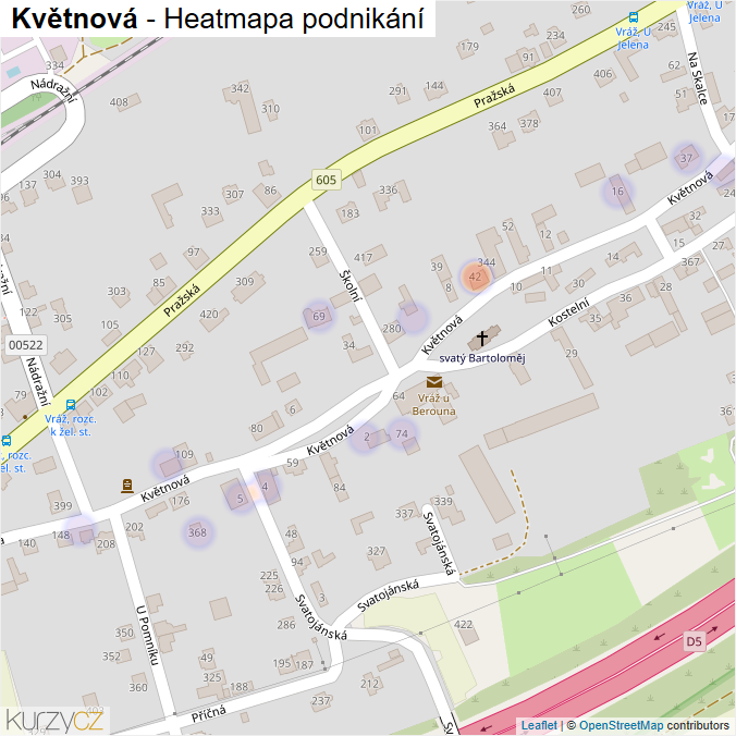Mapa Květnová - Firmy v ulici.