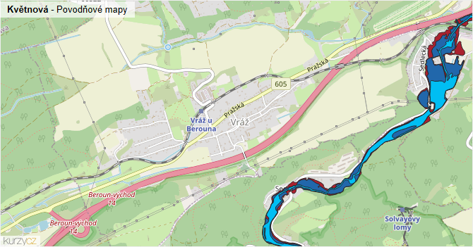 Květnová - záplavové mapy stoleté vody