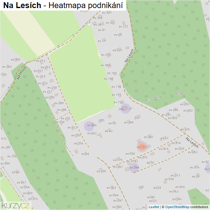 Mapa Na Lesích - Firmy v ulici.