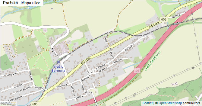 Pražská - mapa ulice