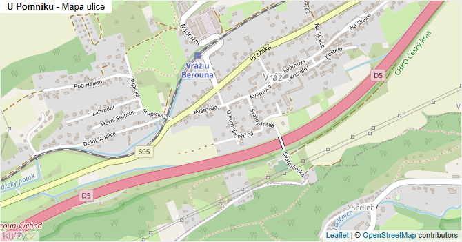 U Pomníku - mapa ulice