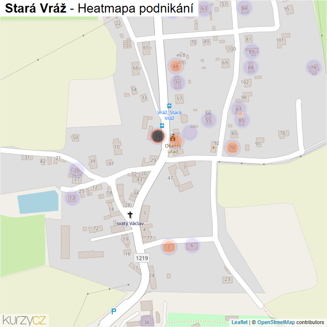 Mapa Stará Vráž - Firmy v části obce.