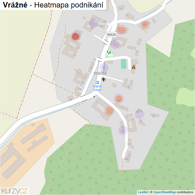 Mapa Vrážné - Firmy v části obce.