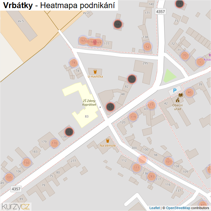 Mapa Vrbátky - Firmy v obci.