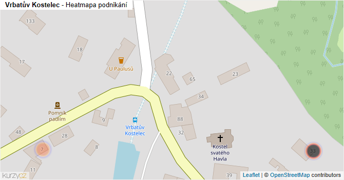 Vrbatův Kostelec - mapa podnikání