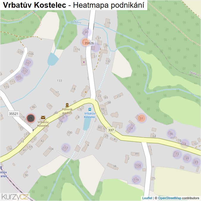 Mapa Vrbatův Kostelec - Firmy v části obce.