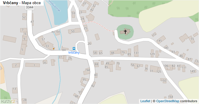Vrbčany - mapa obce