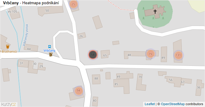 Vrbčany - mapa podnikání