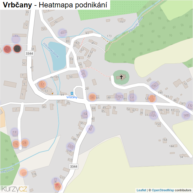 Mapa Vrbčany - Firmy v části obce.