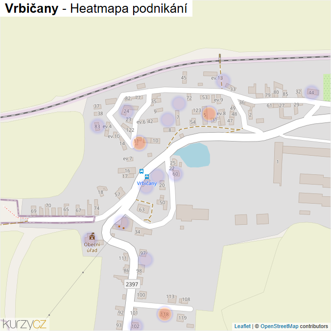 Mapa Vrbičany - Firmy v části obce.