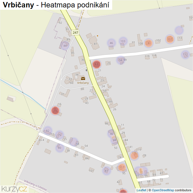 Mapa Vrbičany - Firmy v části obce.