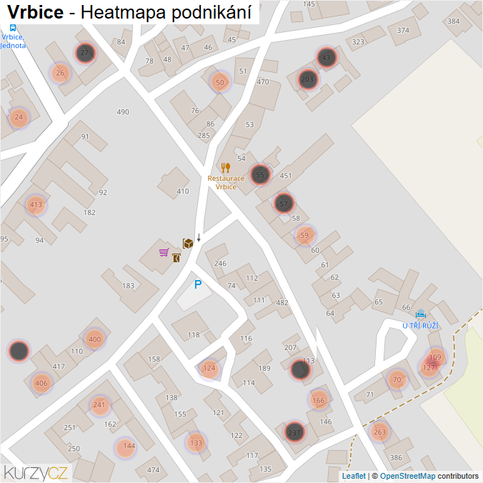 Mapa Vrbice - Firmy v obci.