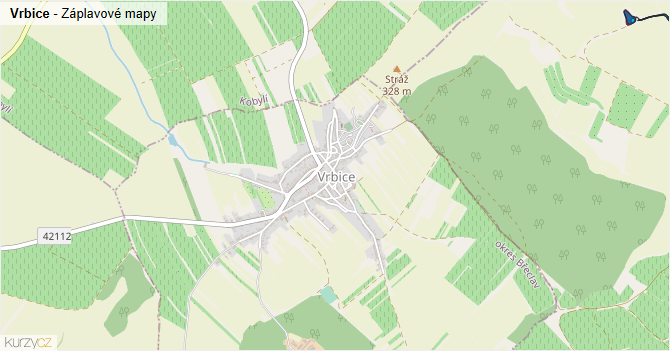 Vrbice - záplavové mapy stoleté vody