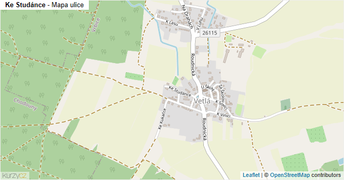 Ke Studánce - mapa ulice