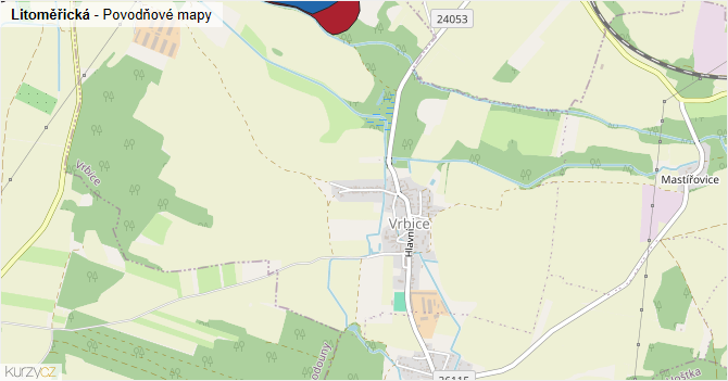 Litoměřická - záplavové mapy stoleté vody