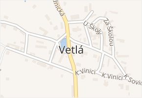 Vetlá v obci Vrbice - mapa části obce