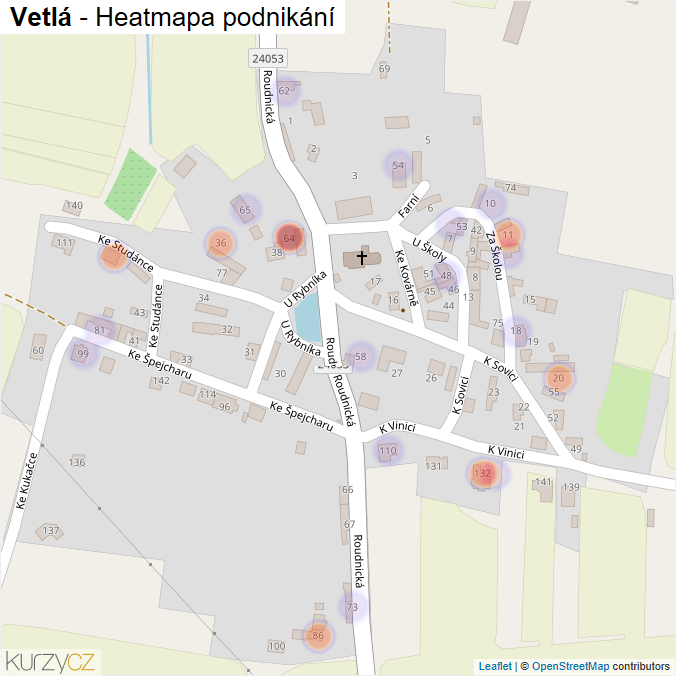 Mapa Vetlá - Firmy v části obce.