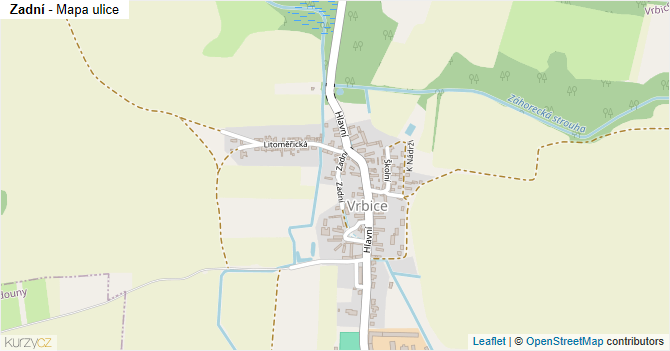 Zadní - mapa ulice