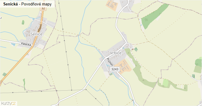 Senická - záplavové mapy stoleté vody