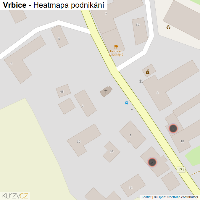 Mapa Vrbice - Firmy v obci.