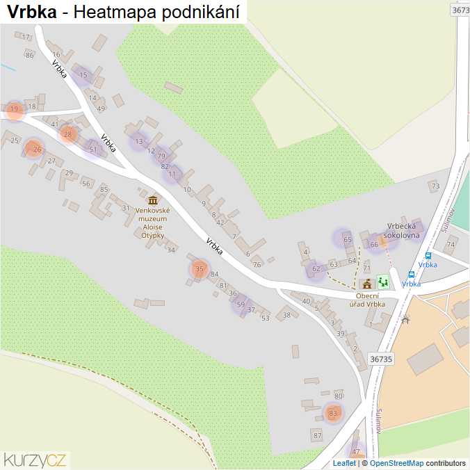 Mapa Vrbka - Firmy v části obce.