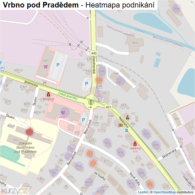 Mapa Vrbno pod Pradědem - Firmy v obci.