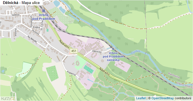 Dělnická - mapa ulice