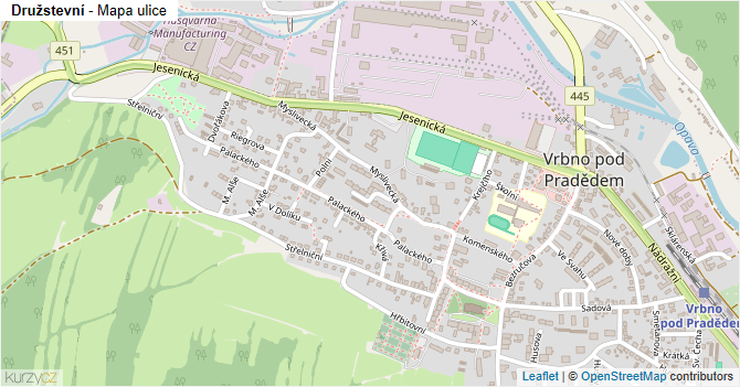 Družstevní - mapa ulice