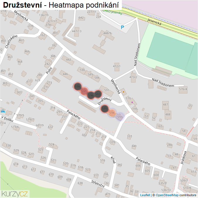 Mapa Družstevní - Firmy v ulici.