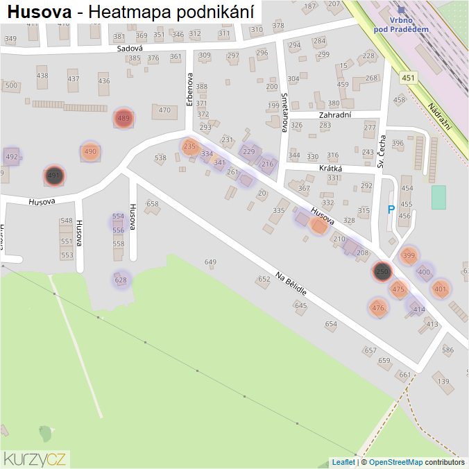 Mapa Husova - Firmy v ulici.
