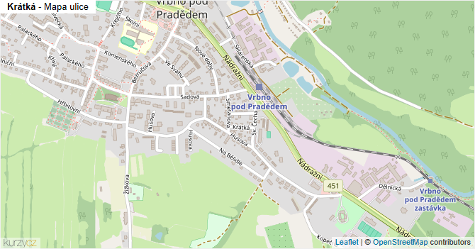 Krátká - mapa ulice