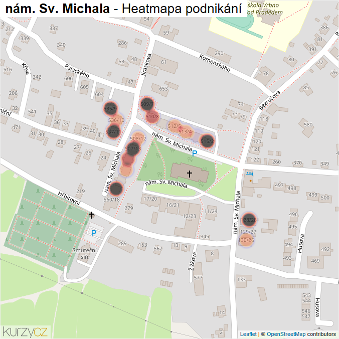 Mapa nám. Sv. Michala - Firmy v ulici.