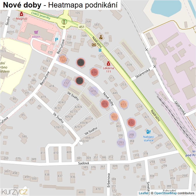 Mapa Nové doby - Firmy v ulici.